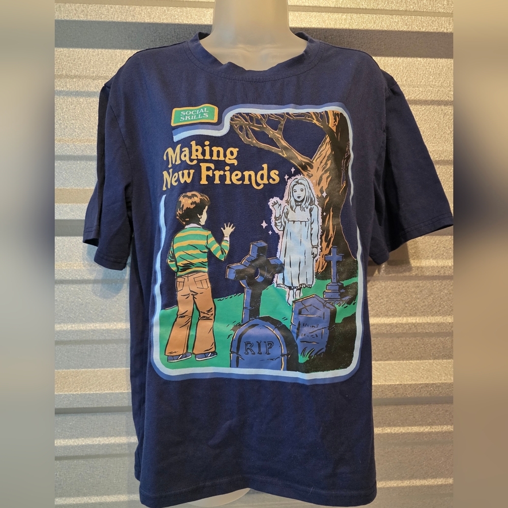 ROMWE Navy Graphic Tee - Short Sleeve